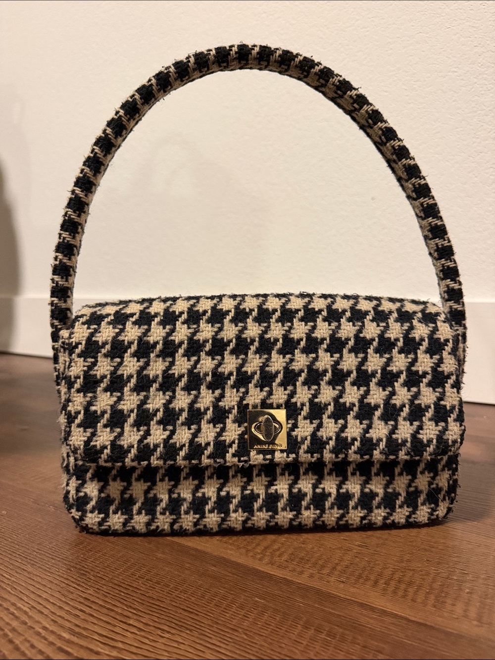 Anine Bing ‘Nico’ Houndstooth Shoulder Bag